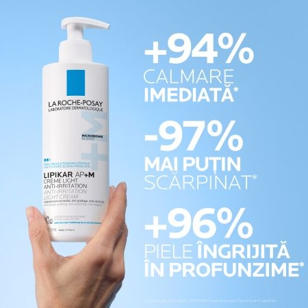 Crema triplu reparatoare cu textura lejera Lipikar Light AP+M, 400 ml, La Roche-Posay Crema triplu reparatoare cu textura lejera Lipikar Light AP+M, 400 ml, La Roche-Posay
