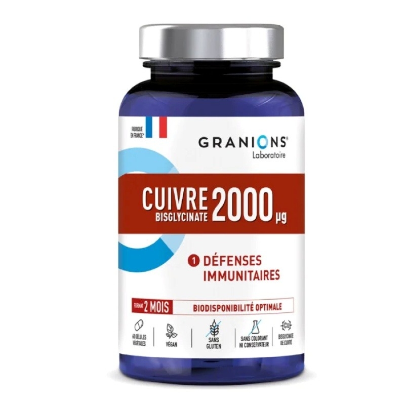 Cupru bisglicinat, 2000 mcg, 60 comprimate, Granions Cupru bisglicinat, 2000 mcg, 60 comprimate, Granions