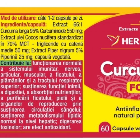 Curcumin 95 Forte, 60 capsule, Herbagetica Curcumin 95 Forte, 60 capsule, Herbagetica