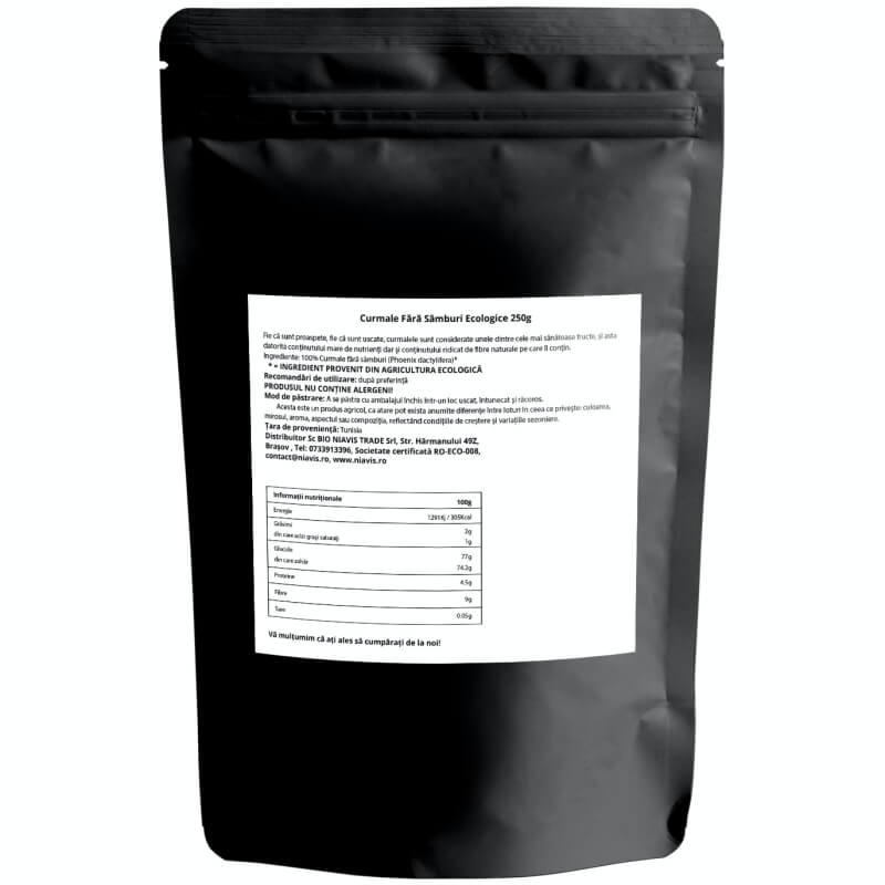 Curmale fara samburi ecologice, 250 g, Niavis Curmale fara samburi ecologice, 250 g, Niavis