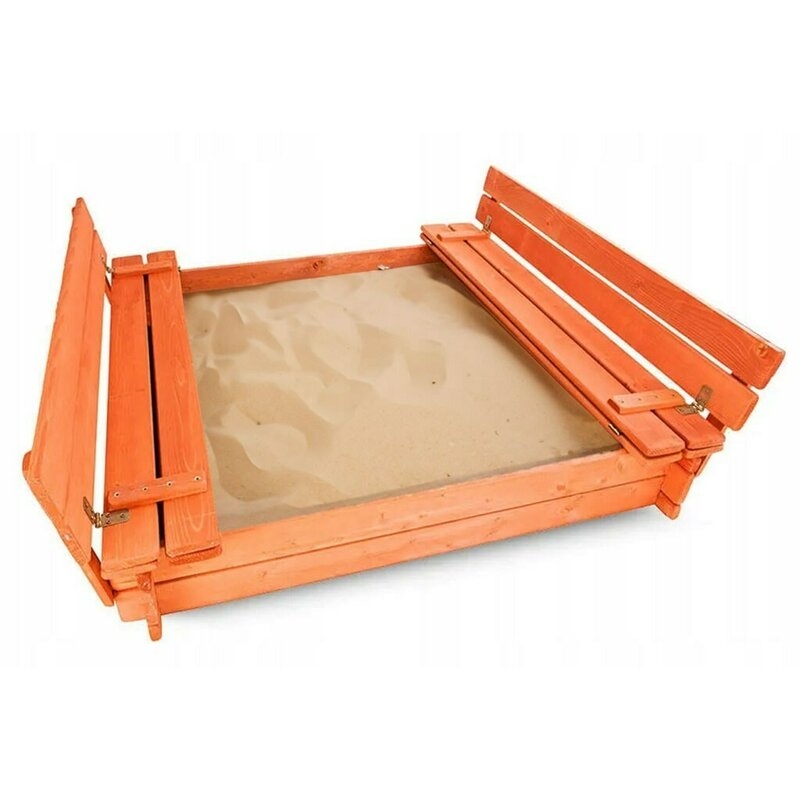 Cutie de nisip, New Baby, Pentru copii, Cu bancute si trapa, Din lemn, 20x120x20 cm, 3 ani+, Orange Cutie de nisip, New Baby, Pentru copii, Cu bancute si trapa, Din lemn, 20x120x20 cm, 3 ani+, Orange