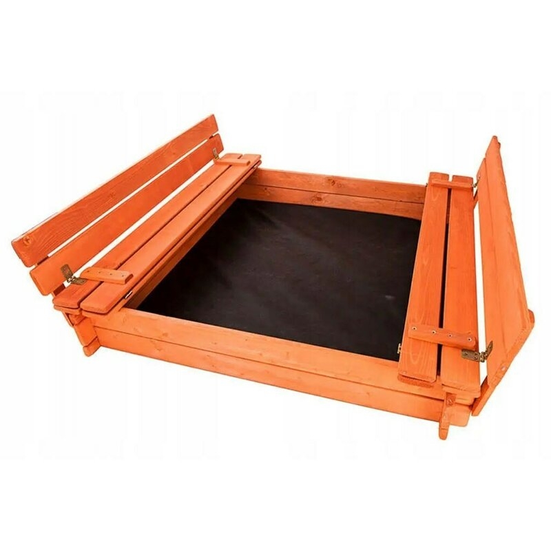 Cutie de nisip, New Baby, Pentru copii, Cu bancute si trapa, Din lemn, 20x120x20 cm, 3 ani+, Orange Cutie de nisip, New Baby, Pentru copii, Cu bancute si trapa, Din lemn, 20x120x20 cm, 3 ani+, Orange