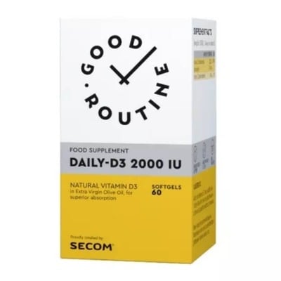 Daily D3 Good Routine, Vitamina D3 2000 UI, 60 capsule moi, Secom Daily D3 Good Routine, Vitamina D3 2000 UI, 60 capsule moi, Secom