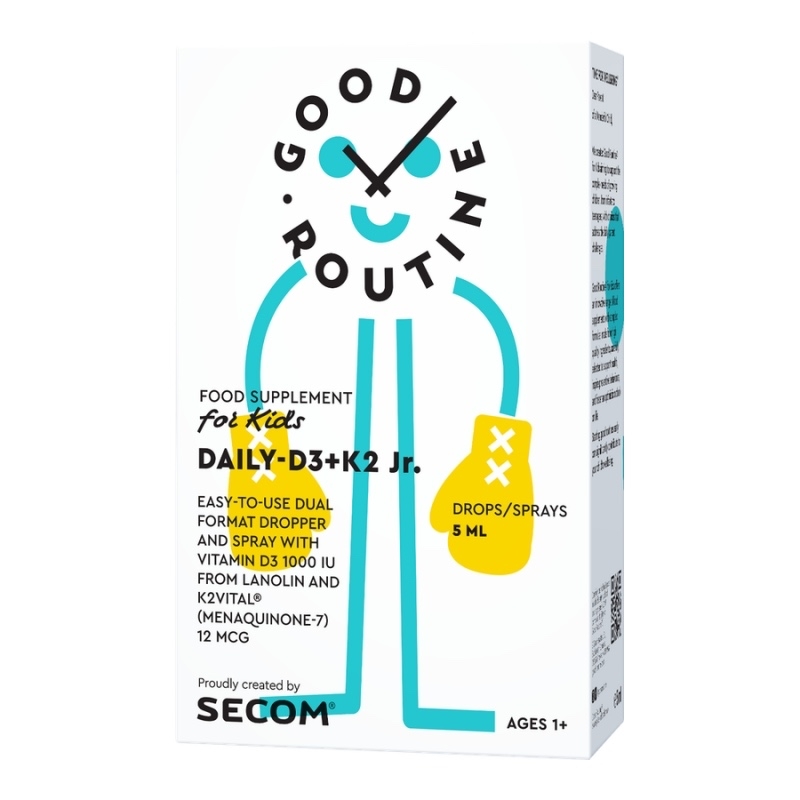 Daily D3 + K2 Jr picaturi/spray Good Routine, 5 ml, Secom