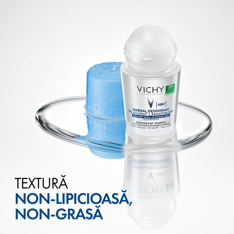 Deodorant roll-on mineral fara saruri de aluminiu 48h, 50 ml, Vichy Deodorant roll-on mineral fara saruri de aluminiu 48h, 50 ml, Vichy