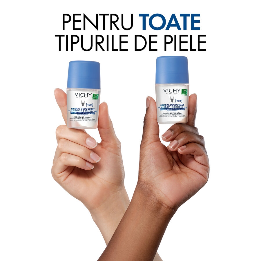 Deodorant roll-on mineral fara saruri de aluminiu 48h, 50 ml, Vichy Deodorant roll-on mineral fara saruri de aluminiu 48h, 50 ml, Vichy