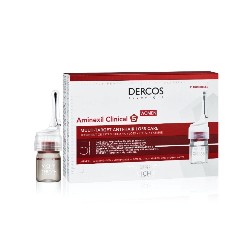 Dercos Aminexil Clinic 5 pentru femei, 6 ml 21 monodoze, Vichy Dercos Aminexil Clinic 5 pentru femei, 6 ml 21 monodoze, Vichy