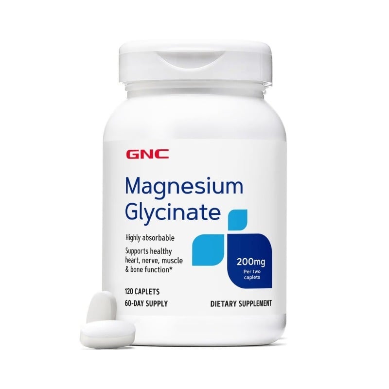 Bisglicinat de magneziu 200 mg pentru relaxarea musculara si sustinerea sistemului nervos, 120 capsule, GNC