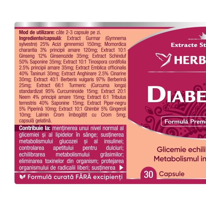 Diabetprim, 30 capsule, Herbagetica Diabetprim, 30 capsule, Herbagetica