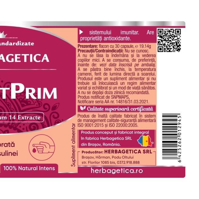 Diabetprim, 30 capsule, Herbagetica Diabetprim, 30 capsule, Herbagetica