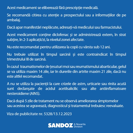 Diclac gel, 50 mg/g, 100 g, Sandoz Diclac gel, 50 mg/g, 100 g, Sandoz