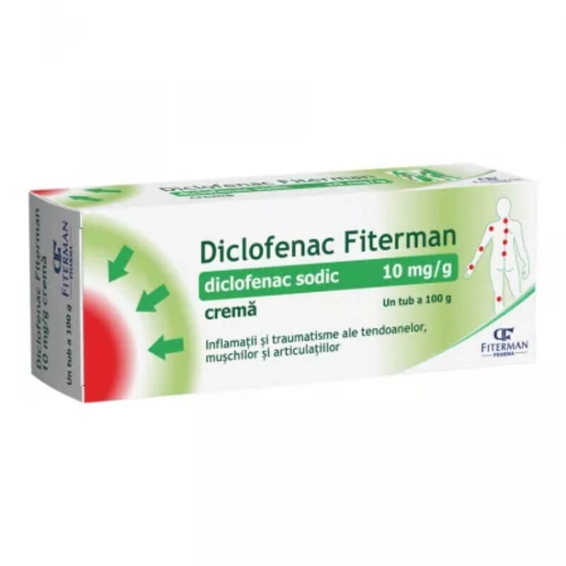 Diclofenac crema 10 mg/g, 100 g, Fiterman Pharma Diclofenac crema 10 mg/g, 100 g, Fiterman Pharma