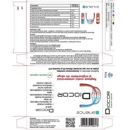 Diocor, 30 capsule vegetale, Sanience