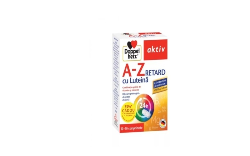 Aktiv A-Z Retard cu luteina, 30+10 comprimate, Doppelherz Aktiv A-Z Retard cu luteina, 30+10 comprimate, Doppelherz