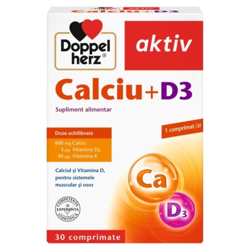 Aktiv Calciu + Vitamina D3, 30compr, Doppelherz Aktiv Calciu + Vitamina D3, 30compr, Doppelherz