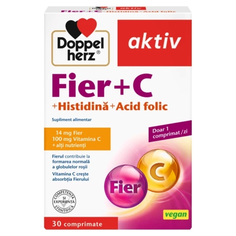 Aktiv Fier + C + Histidina + Acid Folic, 30compr, Doppelherz Aktiv Fier + C + Histidina + Acid Folic, 30compr, Doppelherz