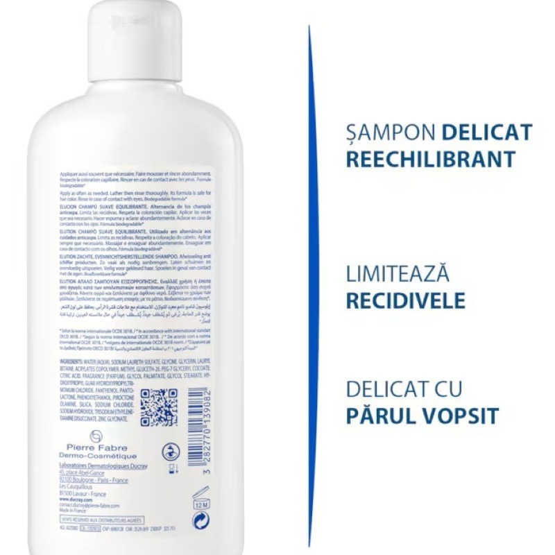 Sampon reechilibrant anti-recidiva Elution, 400 ml, Ducray Sampon reechilibrant anti-recidiva Elution, 400 ml, Ducray