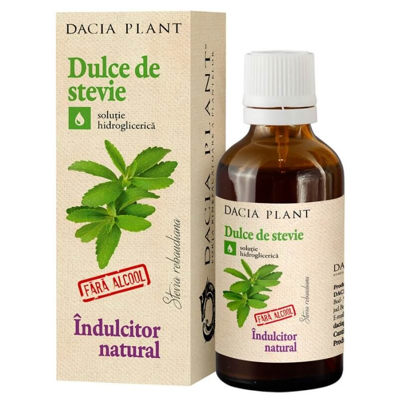 Tinctura fara alcool Dulce de Stevie, 50 ml, Dacia Plant Tinctura fara alcool Dulce de Stevie, 50 ml, Dacia Plant