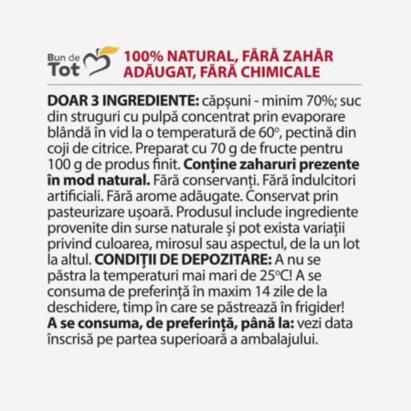 Dulceata de capsuni fara zahar, 360 g, Dacia Plant Dulceata de capsuni fara zahar, 360 g, Dacia Plant