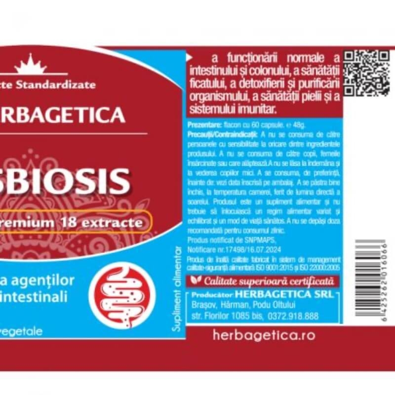 Dysbiosis, 60 capsule, Herbagetica Dysbiosis, 60 capsule, Herbagetica