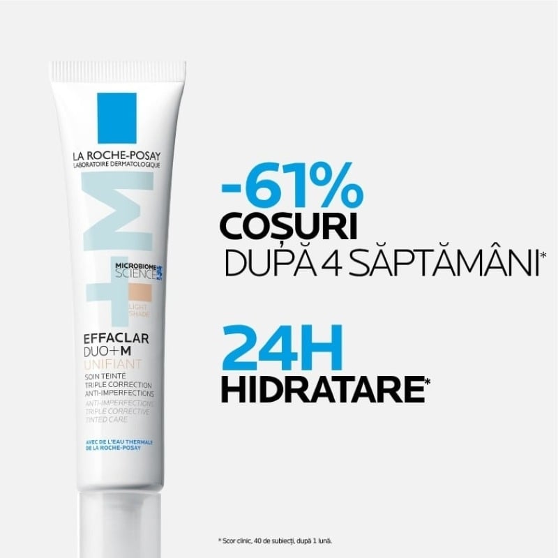 Gel-crema anti-imperfectiuni cu pigment de culoare, Nuanta Light, Effaclar Duo+M, 40 ml, La Roche-Posay Gel-crema anti-imperfectiuni cu pigment de culoare, Nuanta Light, Effaclar Duo+M, 40 ml, La Roche-Posay