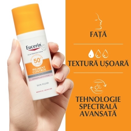 Crema de fata SPF 50+ Sun Protection Pigment Control, 50 ml, Eucerin Crema de fata SPF 50+ Sun Protection Pigment Control, 50 ml, Eucerin