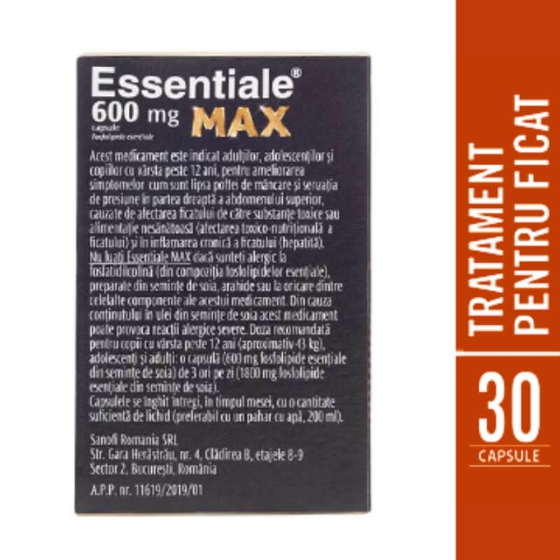 Essentiale MAX, 600 mg, 30 capsule, Sanofi Essentiale MAX, 600 mg, 30 capsule, Sanofi