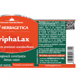 Triphalax, 60 capsule, Herbagetica Triphalax, 60 capsule, Herbagetica