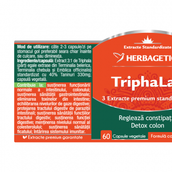 Triphalax, 60 capsule, Herbagetica Triphalax, 60 capsule, Herbagetica