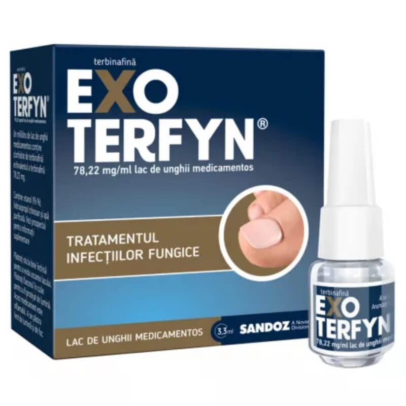 Exoterfyn lac de unghii medicamentos, 78.22 mg/ml, 3.3 ml, Sandoz Exoterfyn lac de unghii medicamentos, 78.22 mg/ml, 3.3 ml, Sandoz