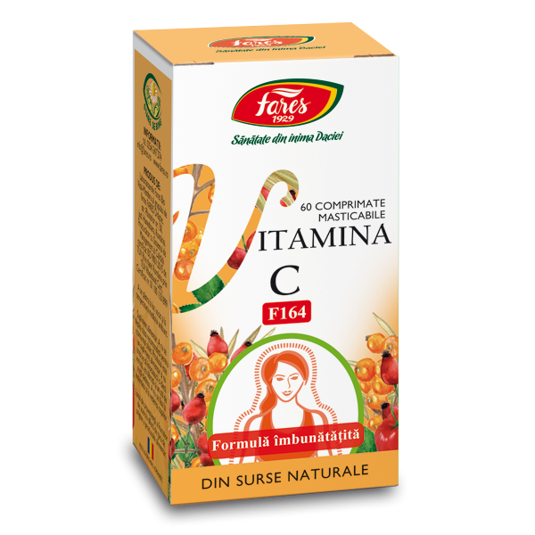 Vitamina C naturala (F164) 60compr.mast, Fares Vitamina C naturala (F164) 60compr.mast, Fares