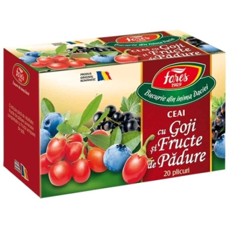 Ceai cu goji si fructe de padure Aromfruct, 20 plicuri, Fares Ceai cu goji si fructe de padure Aromfruct, 20 plicuri, Fares