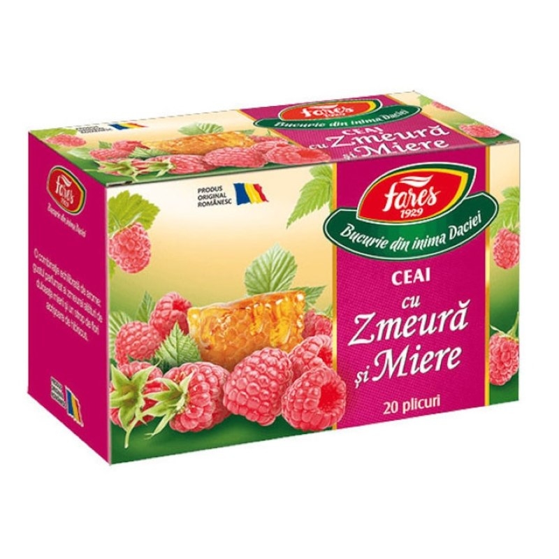 Ceai cu zmeura si miere, 20 plicuri, Fares Ceai cu zmeura si miere, 20 plicuri, Fares
