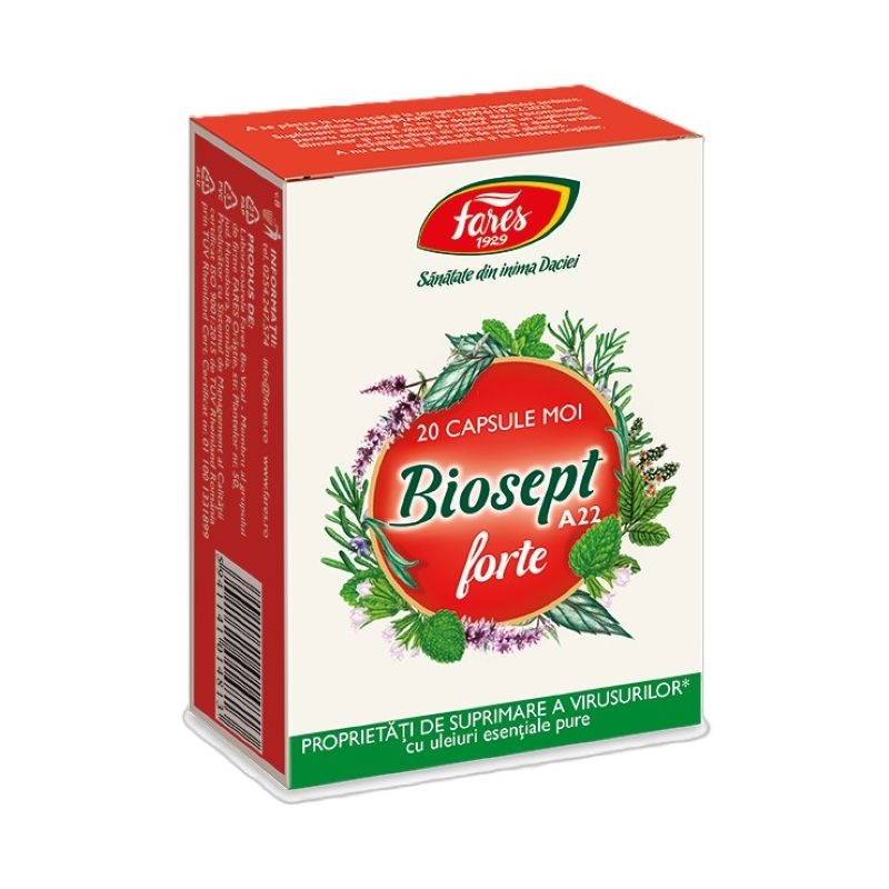 Biosept Forte A22, 20 capsule moi, Fares Biosept Forte A22, 20 capsule moi, Fares