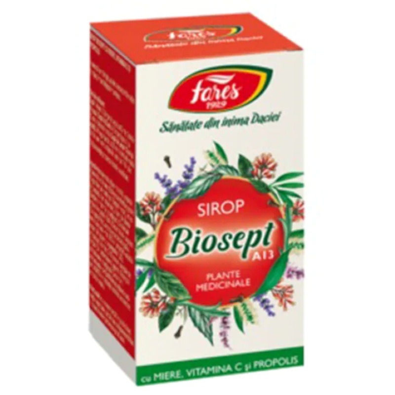 Biosept sirop miere si propolis, A13, 100 ml, Fares Biosept sirop miere si propolis, A13, 100 ml, Fares