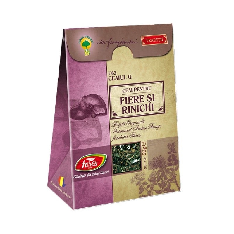 Ceai G pentru fiere si rinichi U63, 50g, Fares Ceai G pentru fiere si rinichi U63, 50g, Fares