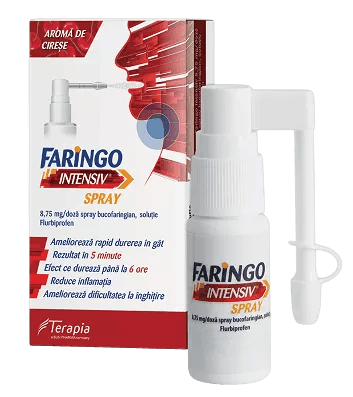 Faringo Intensiv spray, 8,75 mg/doza, 15 ml, Terapia Faringo Intensiv spray, 8,75 mg/doza, 15 ml, Terapia