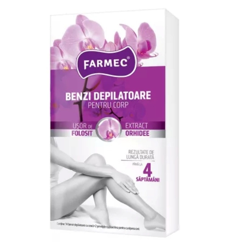 Benzi depilatoare cu extract de orhidee pentru corp, 14 bucati, Farmec Benzi depilatoare cu extract de orhidee pentru corp, 14 bucati, Farmec
