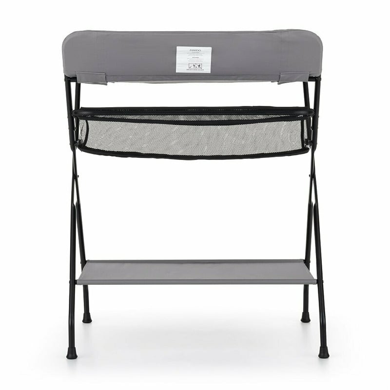 Feedo - Masuta multifunctionala pentru infasat si schimbat scutece, Pliabila, Cu raft pentru depozitare si compartiment lateral, Realizata din fier, panza si in, 80.5 x 67 x 102.5 cm, Gri Feedo - Masuta multifunctionala pentru infasat si schimbat scutece, Pliabila, Cu raft pentru depozitare si compartiment lateral, Realizata din fier, panza si in, 80.5 x 67 x 102.5 cm, Gri