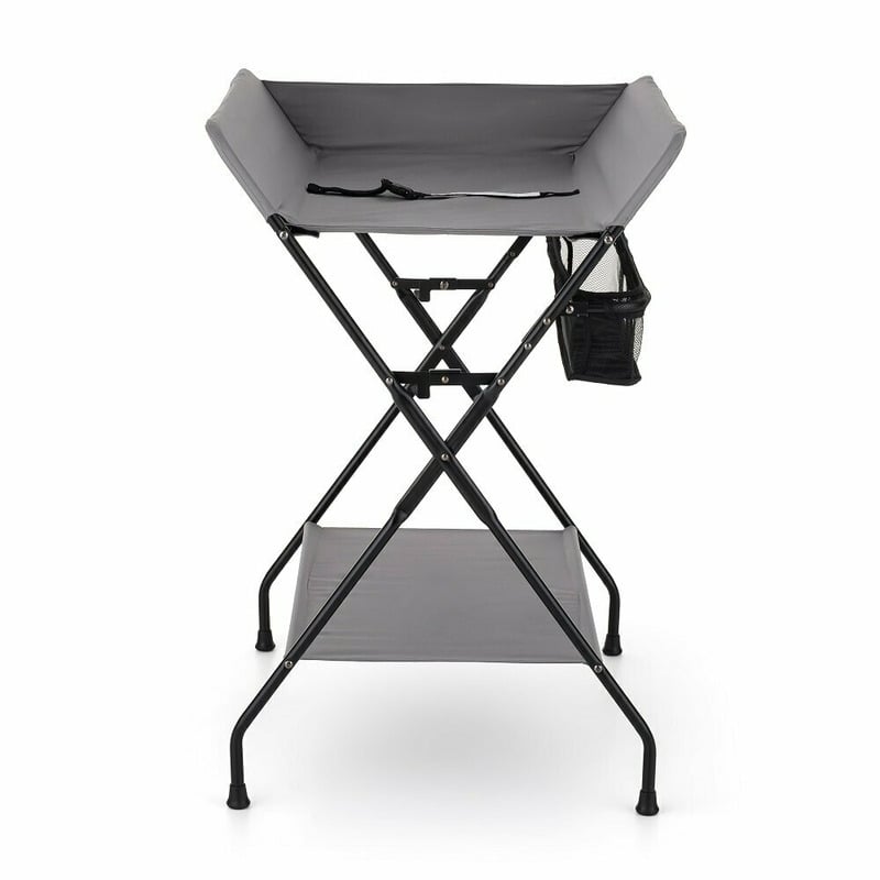 Feedo - Masuta multifunctionala pentru infasat si schimbat scutece, Pliabila, Cu raft pentru depozitare si compartiment lateral, Realizata din fier, panza si in, 80.5 x 67 x 102.5 cm, Gri Feedo - Masuta multifunctionala pentru infasat si schimbat scutece, Pliabila, Cu raft pentru depozitare si compartiment lateral, Realizata din fier, panza si in, 80.5 x 67 x 102.5 cm, Gri
