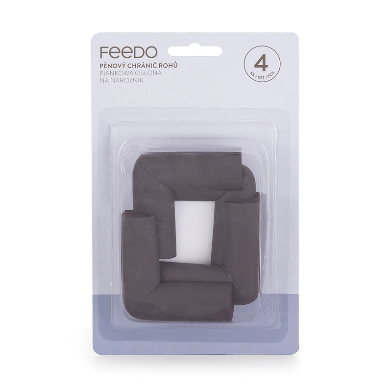 Feedo - Set protectii pentru colturi ascutite, Absorbtie a socurilor, Din spuma, Cu adeziv, 5 x 5 x 2 cm, 4 bucati, Maro