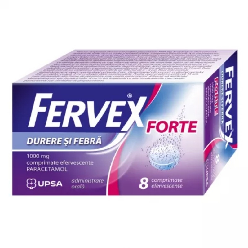 Fervex Durere si Febra Forte, 1000 mg, 8 comprimate efervescente, Upsa Fervex Durere si Febra Forte, 1000 mg, 8 comprimate efervescente, Upsa