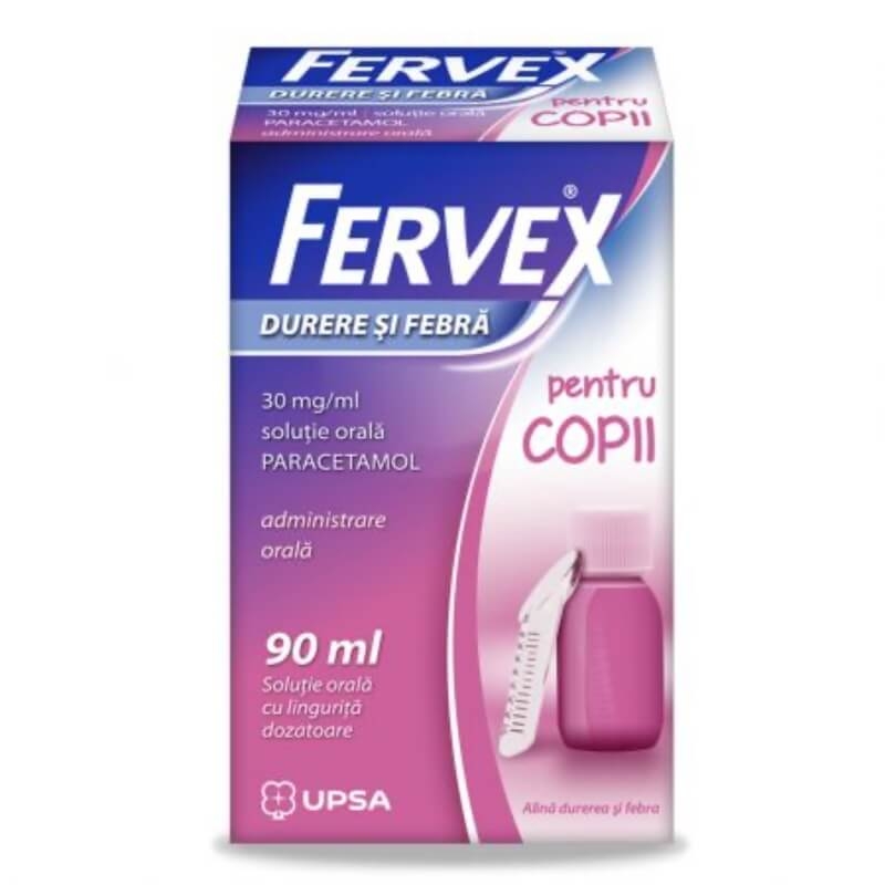 Fervex durere si febra pentru copii 30 mg/ml, solutie orala, 90ml, Upsa Fervex durere si febra pentru copii 30 mg/ml, solutie orala, 90ml, Upsa