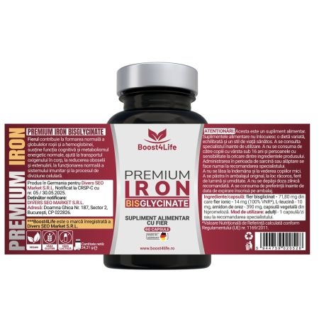 Fier bisglicinat Premium 71.8 mg, 60 capsule, Boost4Life