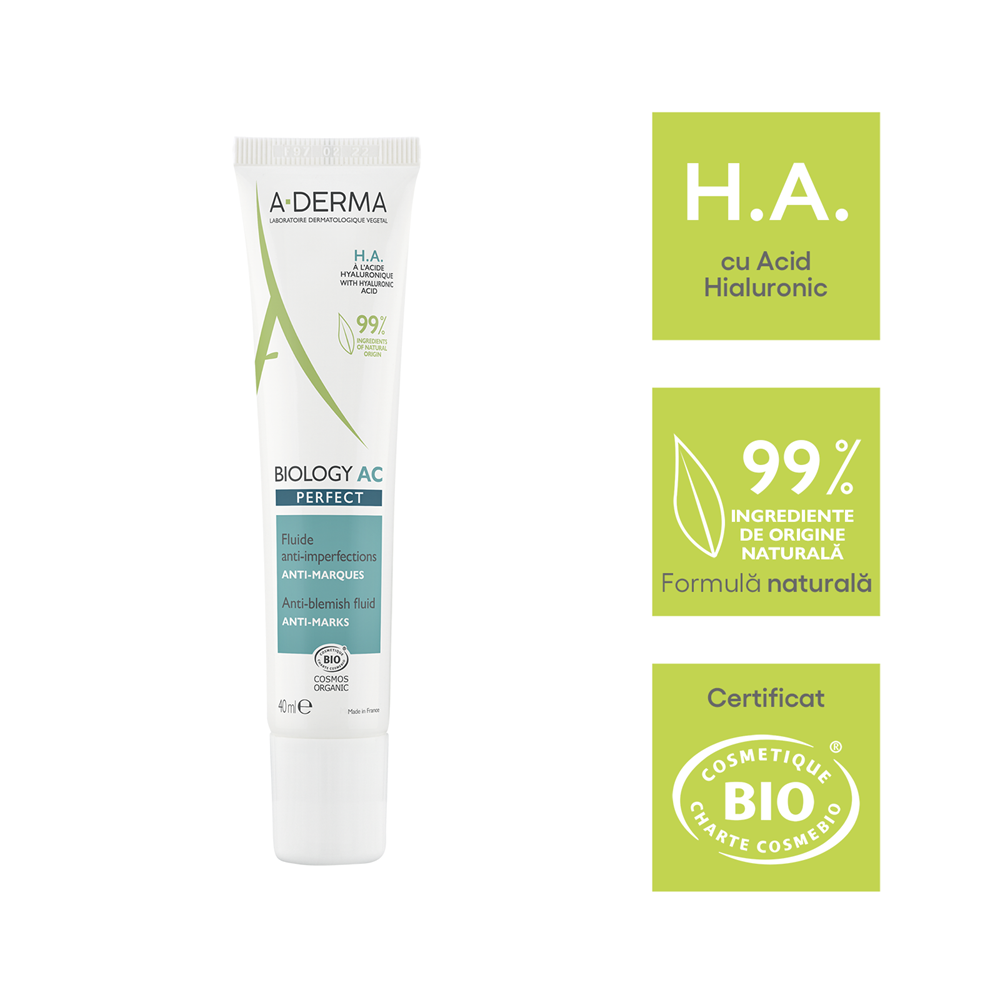 Fluid anti-imperfectiuni Biology AC Perfect, 40 ml, A-Derma Fluid anti-imperfectiuni Biology AC Perfect, 40 ml, A-Derma
