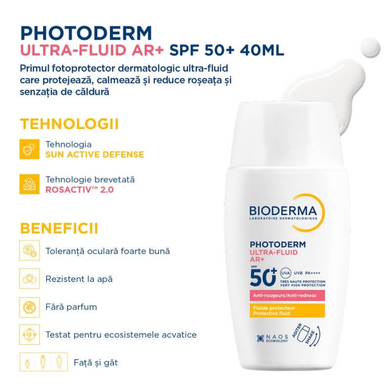 Ultra-Fluid anti-roseata SPF 50+ Photoderm AR+, 40 ml, Bioderma