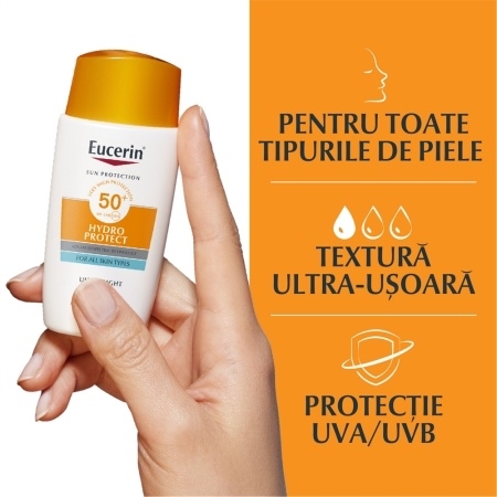 Crema de fata SPF 50+ Sun Protection Hydro Protect, 50 ml, Eucerin Crema de fata SPF 50+ Sun Protection Hydro Protect, 50 ml, Eucerin