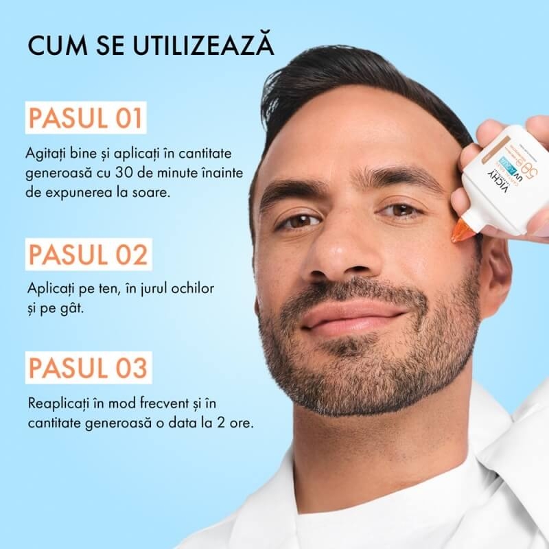 Fluid hidratant colorat Light SPF 50 UV Aqua Capital Soleil, 50 ml, Vichy