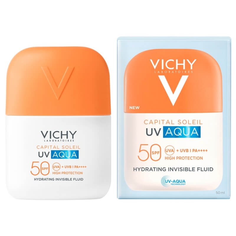Fluid hidratant invizibil SPF 50 UV Aqua Capital Soleil, 50 ml, Vichy Fluid hidratant invizibil SPF 50 UV Aqua Capital Soleil, 50 ml, Vichy