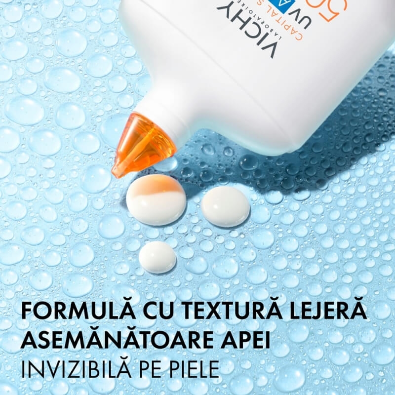 Fluid hidratant invizibil SPF 50 UV Aqua Capital Soleil, 50 ml, Vichy Fluid hidratant invizibil SPF 50 UV Aqua Capital Soleil, 50 ml, Vichy